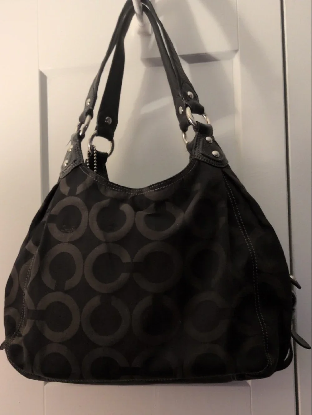 2005 Coach Madison Maggie Black Signature 'C' Pattern Shoulder Bag H0973-14305